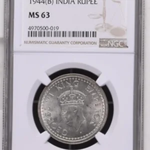 1944 スロバキア 10コルナ NGC MS63 One Rupee 1944 NGC Graded MS 63 George VI King | CoinBazzar