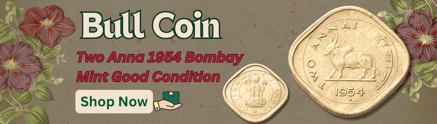 Two Annas Bull Coin 1954 Bombay Mint Good Condition
