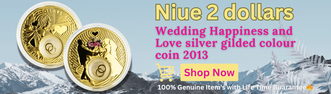 Niue 2 dollars Wedding Happiness and Love silver gilded colour coin 2013