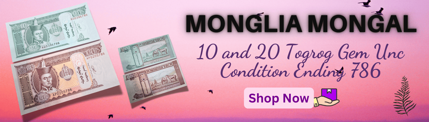 MONGLIA MONGAL 10 AND 20 TOGROG GEM UNC CONDITION ENDING 786
