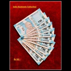 Rs 50 India Banknote Set 011111 to 099999 GEM UNC UNIQUE 9 Note set New Issue Rare