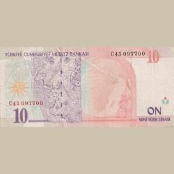 Alternative view of Turkey Ten Turk Lirasi Bank Note