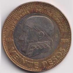 Mexico 20 Pesos 2015 (Bicentennial Of The Death - of Morelos ) By Matalic Coin #PR67