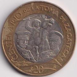 Mexico 2014 Commemorative 20 Dollar Bymatalic Coin Weight 15,945 Gram #PR69
