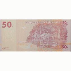 Alternative view of 50 Francs of Congo Country (AD 2013) with Fisherman's Village on Congo River