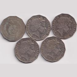 Australia 5 Different Half Dollar Old Ishu Big Size Coin #H30
