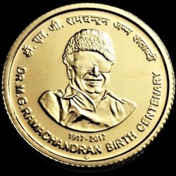 Extremely Rare Limited issue 5 Rupee M.G.Ramachandran Birth Centenary Coin in TOP BUNC Grade UNC Set Loose Commemorative Coin