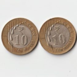 Combo Set of Ten Rupees 2020-21 Bimetallic Raindrop Coins of Republic India Coinage