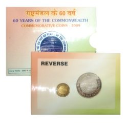 100 and 5 Rupees India Republic 2009: 60 years of Commonwealth Proof coins set