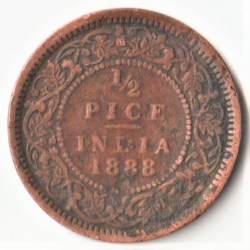 Rare 1/2 Pice 1889 of Victoria Empress of Copper British India Coins