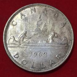 1962 Canada 1 Dollar - Elizabeth II 1st portrait Silver Coin Weight 23.3 #N10