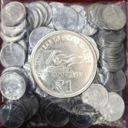 Super Latest New 1 RS 2023 Noida Mint 100 Coin Seal Pouch Famous AKAM Series 75 Year of Independence - OMG Just Don't Miss it Super Limited Issue
