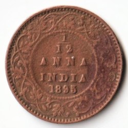 1/12 Anna 1895 Copper Coin of Victoria Empress British India Coinage