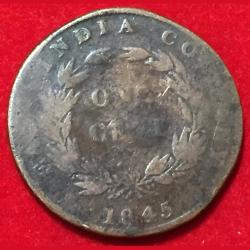 Straits Settlements East India Company 1845 One Cent #S589