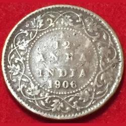1906 India - British ¹⁄₁₂ Anna - Edward VII Rare Coin Lowest Price #F74