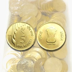 Rs 5 Definitive Issue 100 Coin Pouch RBI Seal Pouch Noida Mint 2020 Ltd Issue Lockdown Year