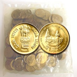 Rs 5 1000 Years of Brihadeeswarar Temple RBI 100 coin Pouch Mumbai Mint Ultra Rare