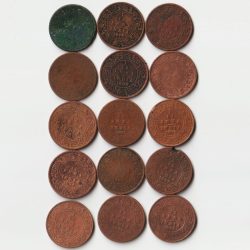 Rare 15 Coins Set of One Quarter Anna 1875 to 1901 Copper Coins Set of Victoria Empress British India Coinage