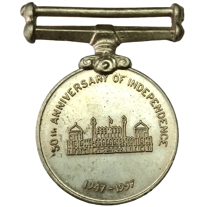 Rare 50th Anniversary of Indian Independence 1947 to 1997 at Back Indian Map Collectible Named Medal Awarded at 15th August 1997 on 50th Anniversary of Independence