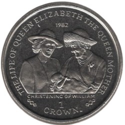 Alternative view of Gibraltar 1 Crown - Elizabeth II Christening of William 2002 Gem Unc With First Day Cover Mint Coin
