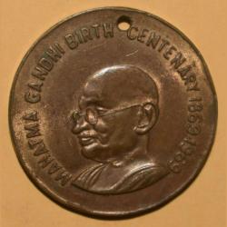 India Mahatma Gandhi Birth Centenary 1969 Bronze 25mm Genuine Token