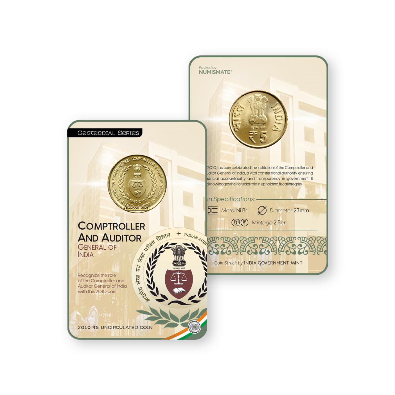 5 Rupees Blister packing Comptroller and Auditor Issue Single Coin