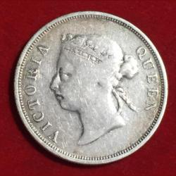 Alternative view of 1898 Straits Settlement , British malaysia 50 cent Victoria Silver Very Rare Coin # o-2