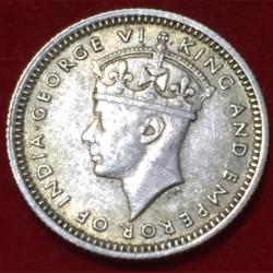 Alternative view of 1941 Malaya 5 Cents - George VI Silver Rare Coin #N259