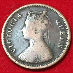 Alternative view of 1862 India - British ½ Pice - Victoria Weight 3.2 g #R133