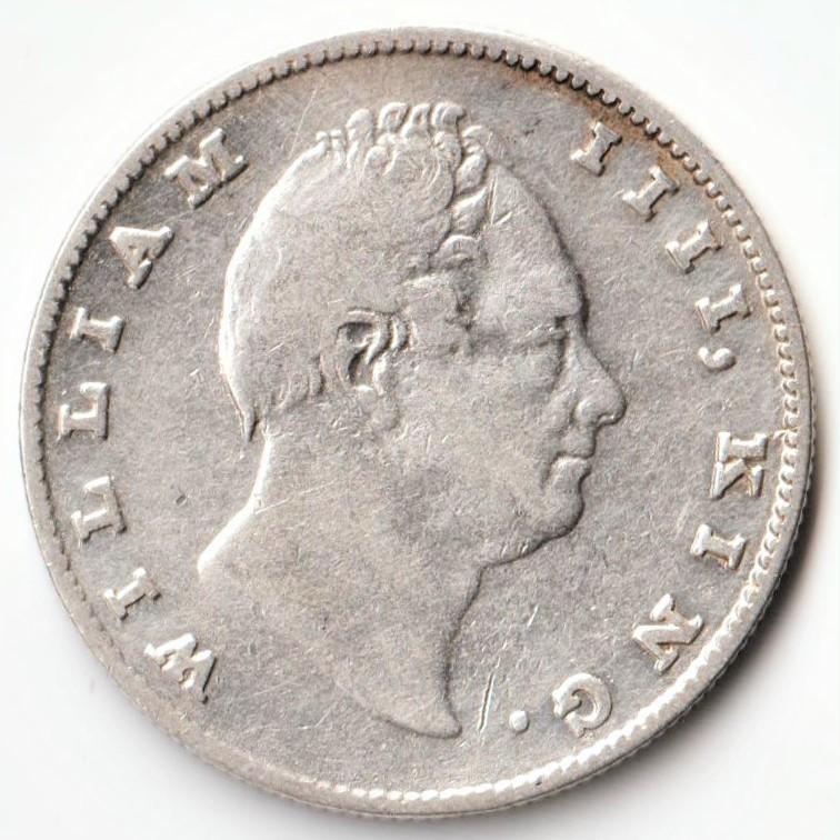 Rare Plain Neck One Rupee 1835 Silver Coin of King William iiii British India Coinage - Image 2