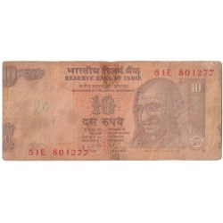 Rare Shifting Error 10 Rupee Note 2011 Signed by D. Subbarao Note