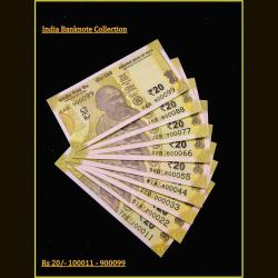 Rs 20 INDIA BANKNOTE SET 100011 - 900099 GEM UNC UNIQUE