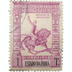 Postal Stamp of India Portugues - Purple 1 Tanga Used as per Image.