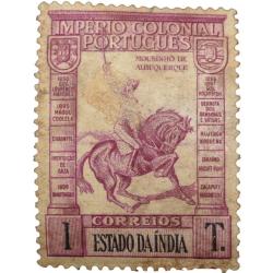 Postal Stamp of India Portugues - Purple 1 Tanga Used as per Image.