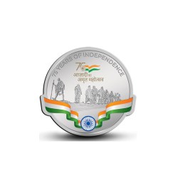 Alternative view of 75 Years AKAM Aazadi Ka Amrit Mahotsav Limited Edition Silver Coin Of 50gm in 9999 Purity Fineness