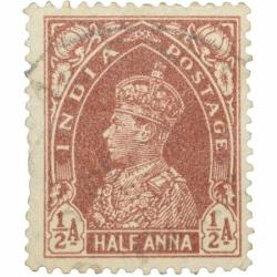 Postal Stamp of George VI 1/2 Annas Brown Colour - Used Condition as per Image.