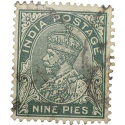 Postal Stamp of George V 9 Pies Green Colour Used Condition as per Image.