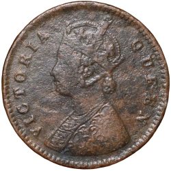 Copper 1/12 Anna of Victoria Queen (AD 1876) of Calcutta Mint