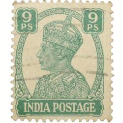 Postal Stamp of George VI 9 Pies Green Colour - Used Condition as per Image.