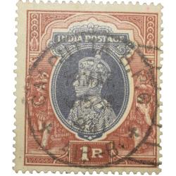 Postal Stamp of George VI 1 Rupee Blue & Red Colour Used Condition as per Image.