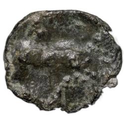 Potin Coin of Western Kshatrapa of Perhaps 'Damasena' 3rd Cen. AD with Elephant/3-Arched Hill