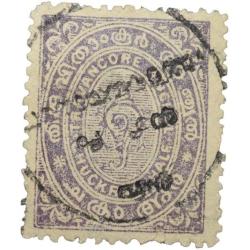 Postal Stamp of Travancore Anchel Blue Colour 1/2 Chukram - Used Condition as per Image.