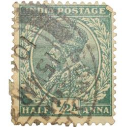 Postal Stamp of George V 1/2 Anna Green Colour - Used Condition as per Image.