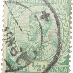 Postal Stamp of George V 1/2 Anna Green Colour - Used Condition as per Image.