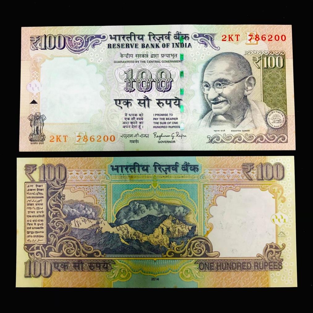 G 108 Rs 100 India Banknote Signature Gandhi Series Issue Raghram Rajan E 2014