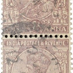 Postal Stamp of George V 1 Anna Brown Colour - Block of 2 Stamps - Used Condition as per Image.