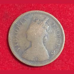Alternative view of 1894 India - British ½ Pice - Victoria EM Press Rare Coin #Z-108