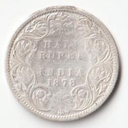 Extremely Rare 1/2 Half Rupee 1878 Silver Coin Of Vicotira Empress British Indian Coinage