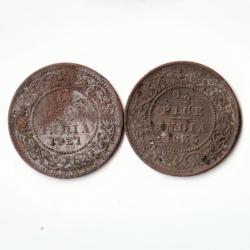 Rare Combo Set of 1/2 Pice 1921 and 1935 Bronze Coin of King George V British India Coinage