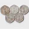 5 Coins Set of Twenty Paise 1982 Aluminiuma Coin of Hyderabad Mint Commemorative Issue FAO- World Food Day Collectible Coins of Republic India
